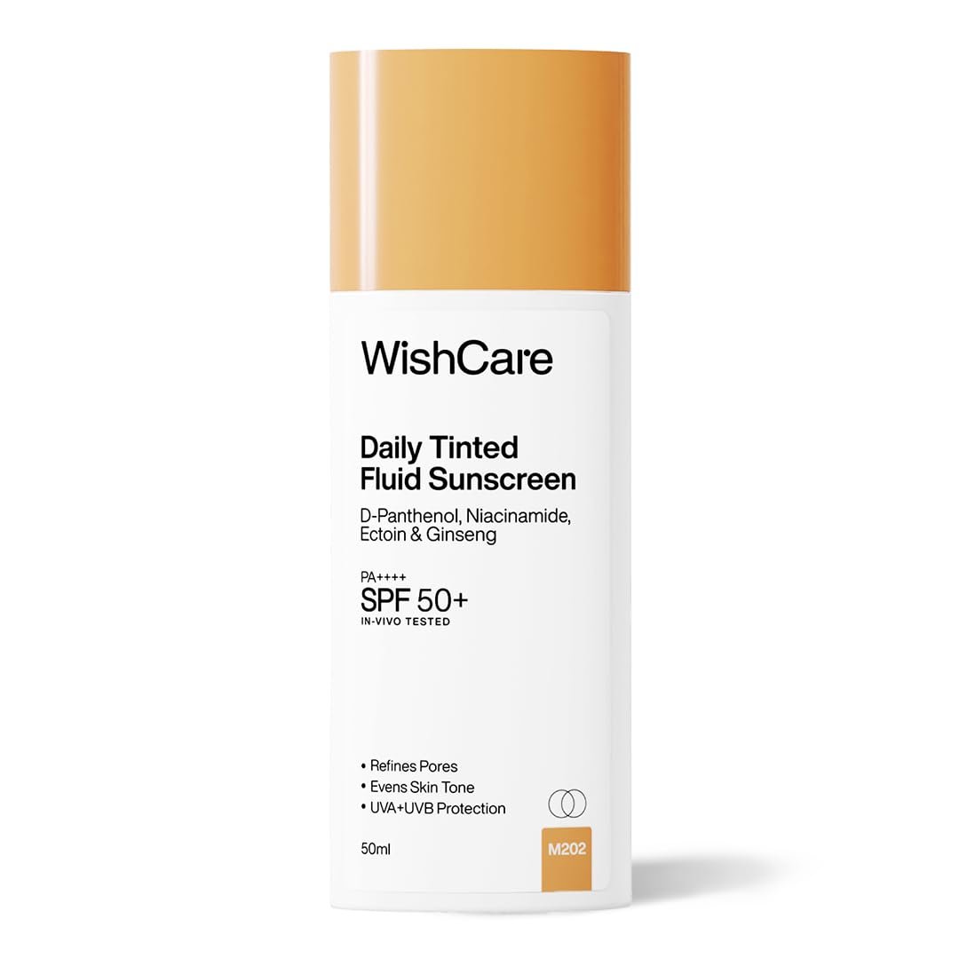 WishCare Daily Fluid Tinted Sunscreen SPF50 PA++++| M202 | Broad Spectrum Protection for all skin types | In-Vivo Tested Tinted Sun Screen |  Evens & Protects | 50ml thumbnail