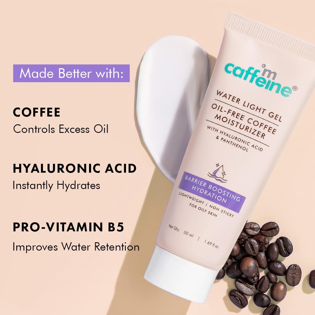 mCaffeine Water Light Gel Oil-free Coffee Moisturizer | Deep Skin Hydration & Barrier Boost with Ceramide Moisturizer | Face Cream for Women and Men | 50ml thumbnail