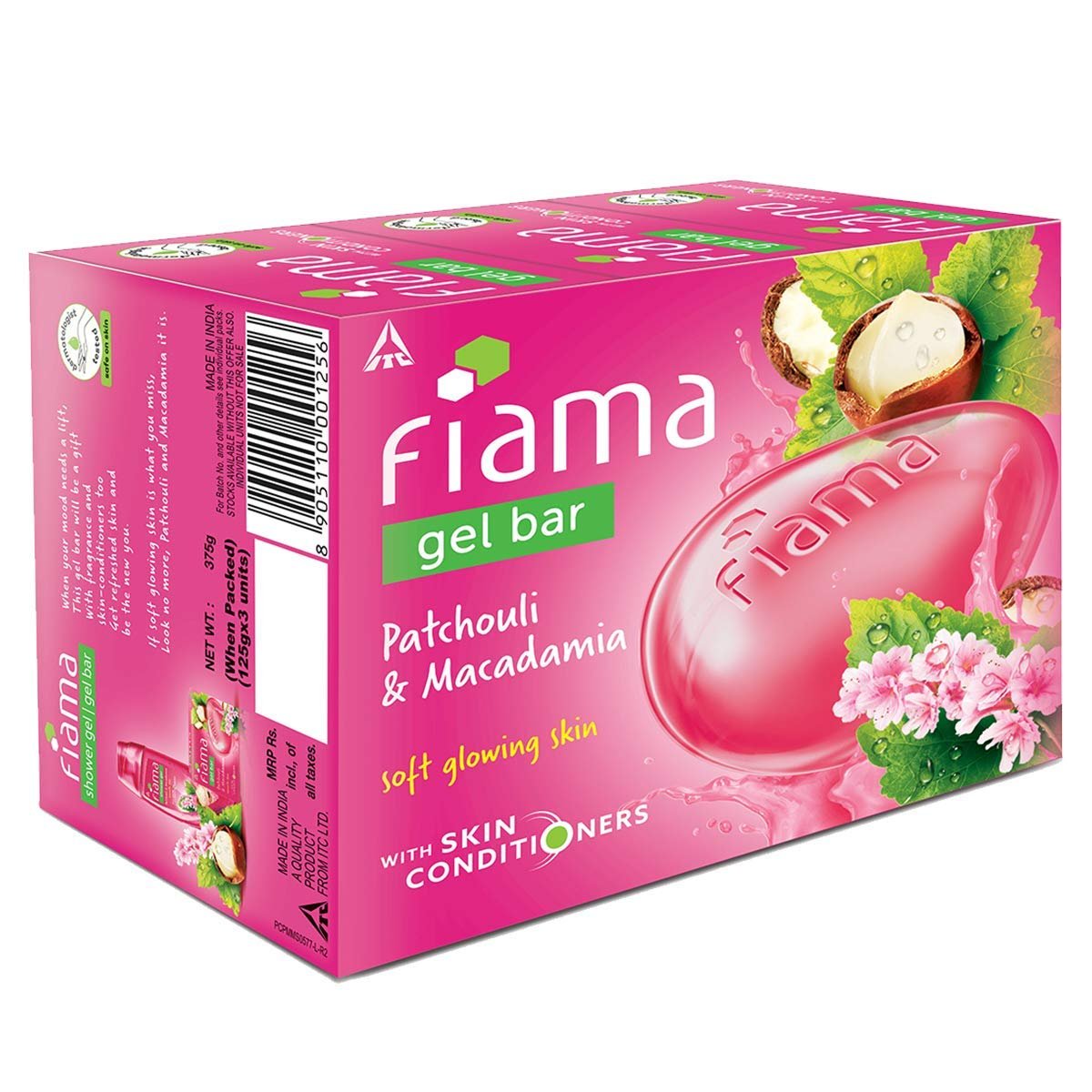 Fiama Gel Bar Patchouli & Macadamia 375g (125g Pack of 3) | Soft Glowing Skin | Skin Friendly pH | Moisture Lock with 30% Smoothing Body Serum | Bathing Soap for Women & Men | All Skin Types thumbnail
