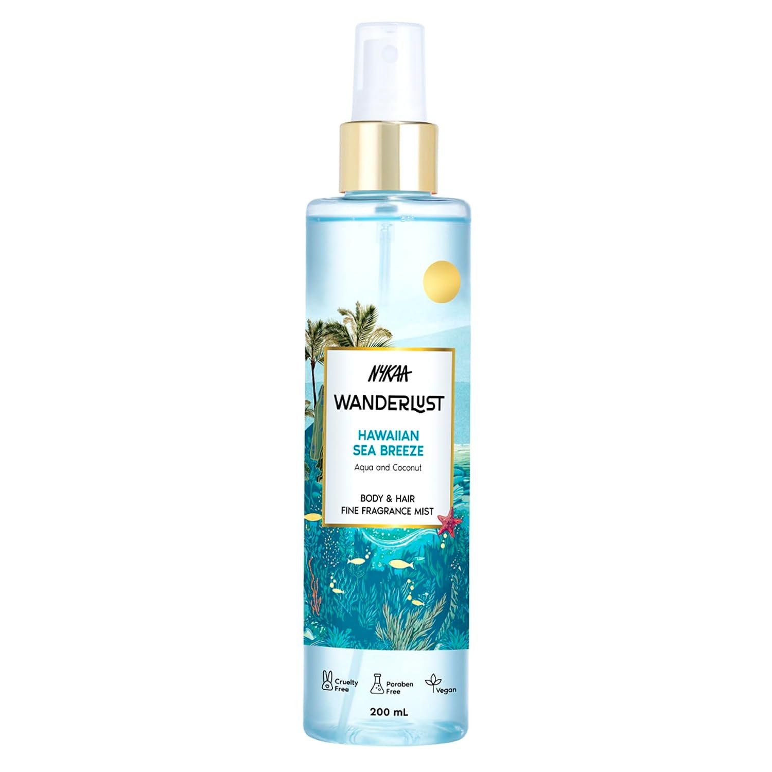 Nykaa Wanderlust Hawaiian Sea Breeze Aqua Fresh Perfume Body & Hair Mist, Notes of Fresh Coconut, 8 Hrs Long-Lasting Everyday Fragrance, 200 ml thumbnail