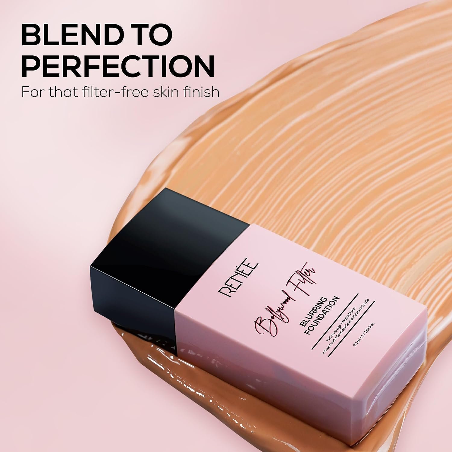 RENEE Bollywood Filter Blurring Liquid Foundation - Biscoff Blur | Full Coverage, Matte Finish | Blurs Pores & Blemishes | Hydrates & Evens Skin Tone | 30ml thumbnail