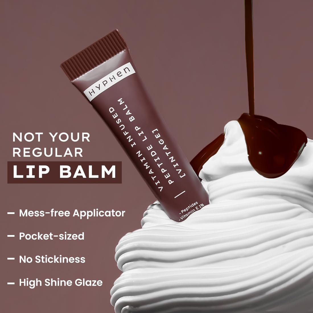Hyphen Vitamin-Infused Peptide Tinted Lip Balm - Vintage | 24 Hrs Moisturization | Hydrates, Plumps & Repairs Moisture Barrier | Peptide Balm for Women | Plumish Brown Shade - 10g thumbnail