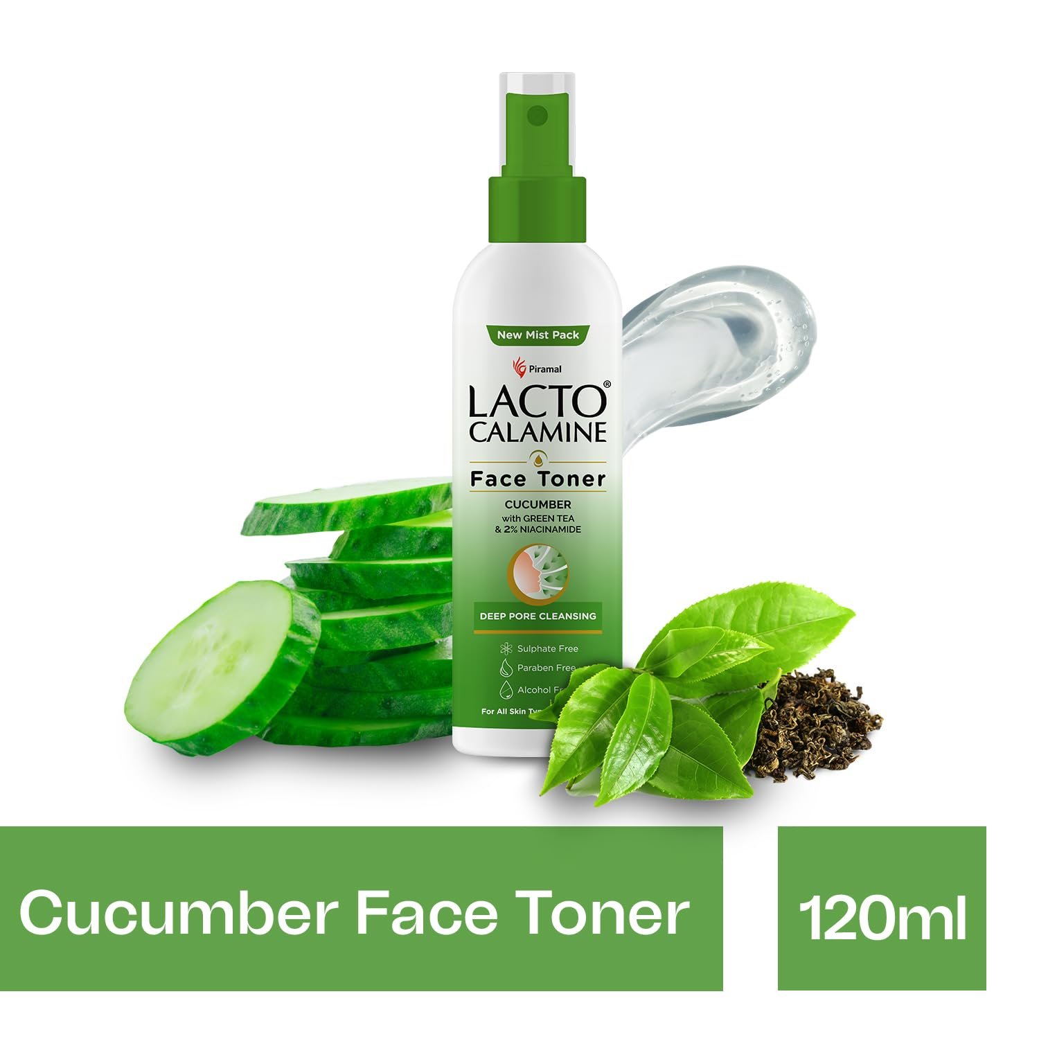 Lacto Calamine Face Toner With Cucumber | 120ml | Deep Pore Cleansing | Open Pores Tightening with Green Tea & 2% Niacinamide For Cool & Hydrated Skin | thumbnail