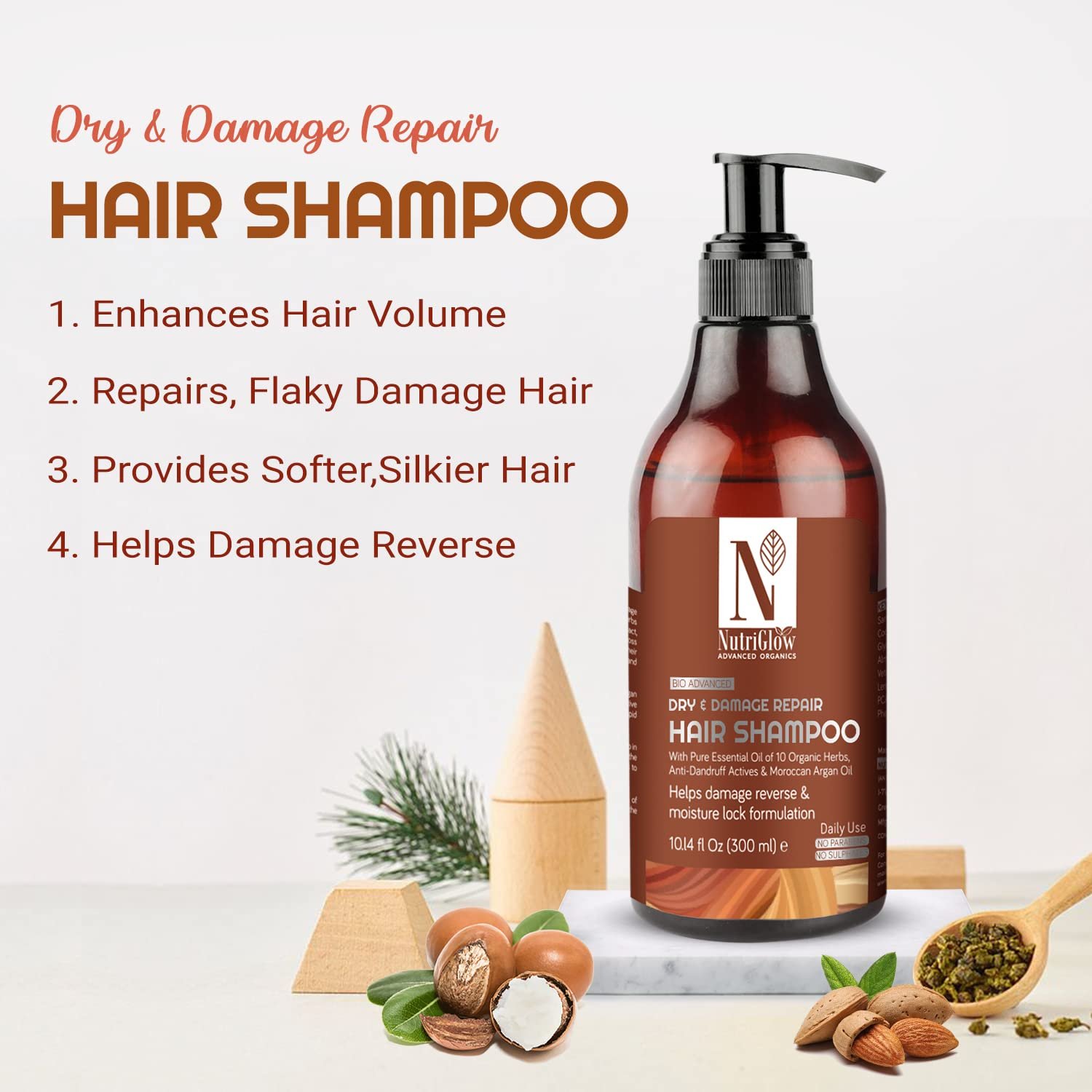 NutriGlow Advanced Organics Bio Dry and Damage Repair Shampoo 300ml thumbnail
