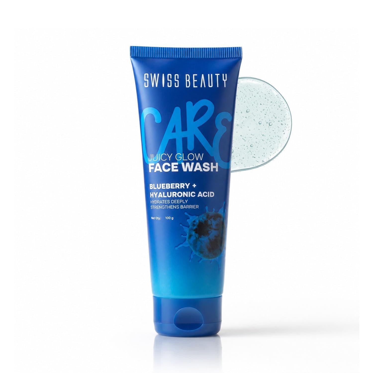 Swiss Beauty Care Juicy Glow Face Wash | Blueberry + Hyaluronic Acid| Removes Dirt & Grime | Thick, Gel-Based Texture |Improves Skin Texture | Deeply Nourishes | Gently Exfoliates