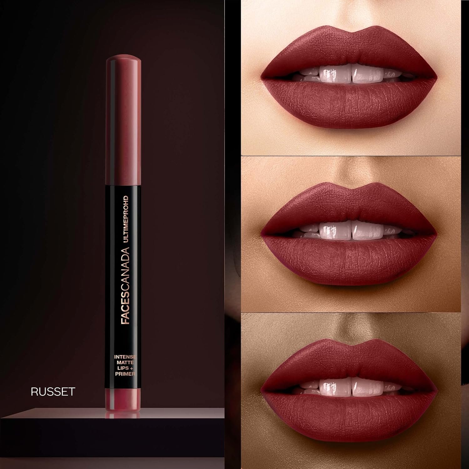 FACES CANADA Ultime Pro HD Intense Matte Lipstick + Primer - Russet (Brown), 1.4g | 9HR Long Stay | Flawless HD Matte Finish | Intense Color | Lightweight | Smooth Glide | Primer Infused thumbnail