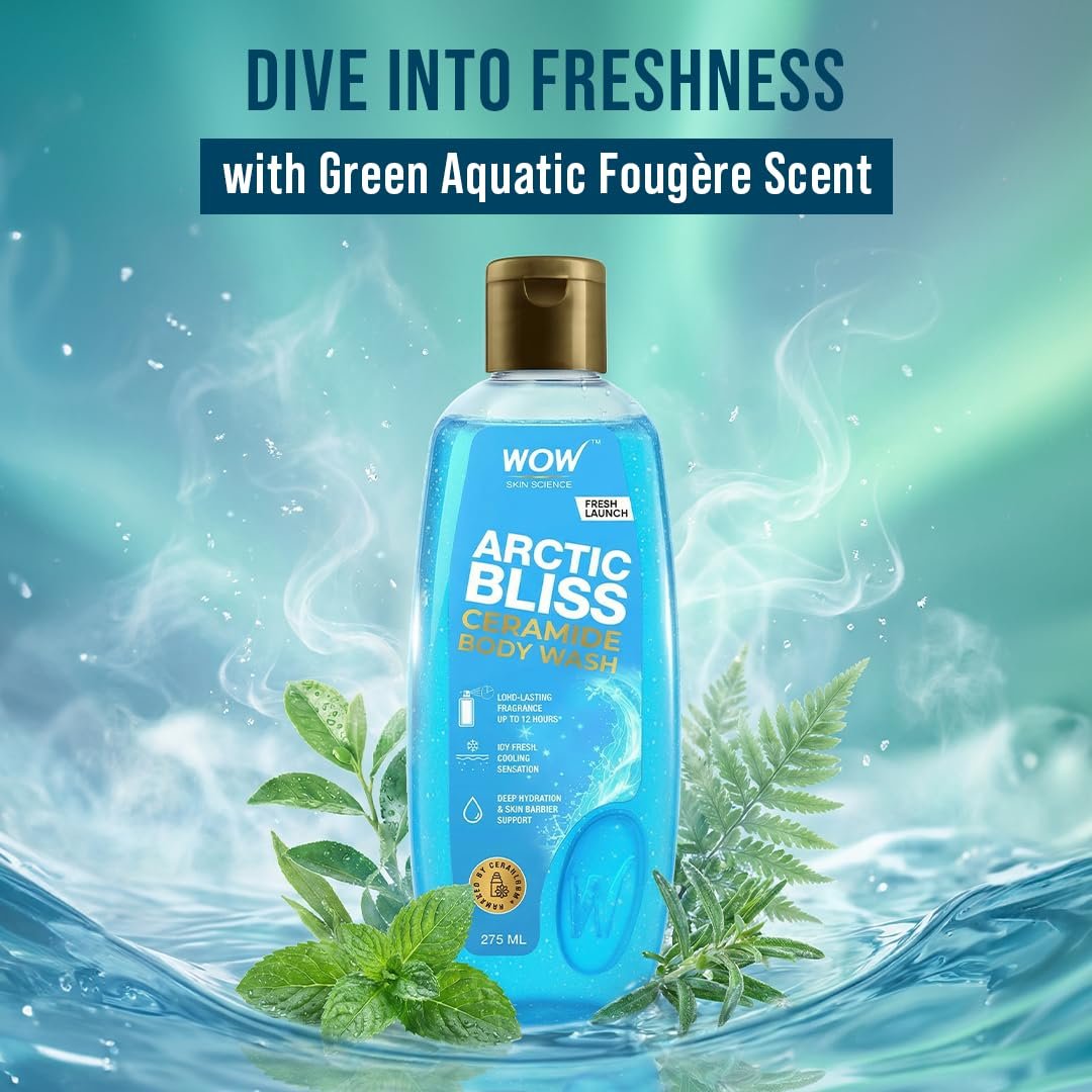 WOW Skin Science Arctic Bliss Ceramide Body Wash | Ceramide for Deep Hydration & Skin Barrier Support | Menthol for Instant Cooling | Up To 12-Hour Long-Lasting Freshness | 275ml thumbnail