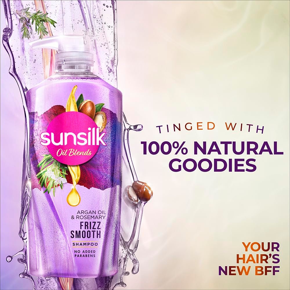 Sunsilk Argan Oil & Rosemary Frizz Smooth Oil Blends Shampoo | for Frizzy Hair | with No Added Parabens | 700 ML thumbnail