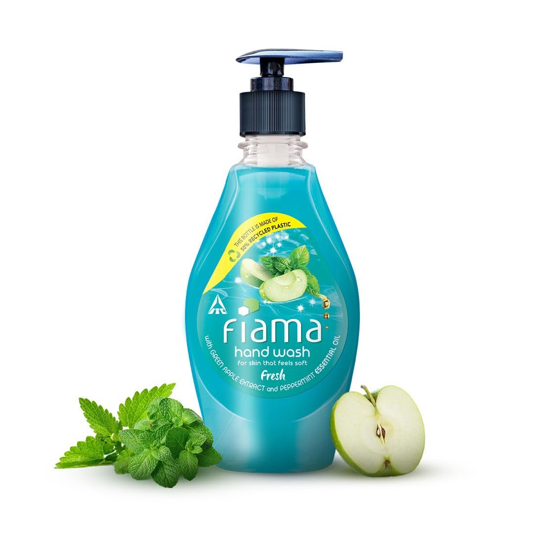 Fiama Fresh Hand Wash with Peppermint & Green Apple Extract | Refreshing Hand Cleanser for Clean, Soft & Fresh-Smelling Hands | Daily Hand Care | 400ml