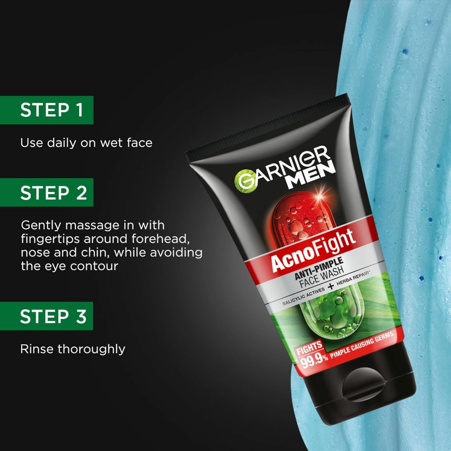Garnier Men, Anti-Pimple Face Wash, Repairs Skin & Balances Oils, AcnoFight, 100 g thumbnail