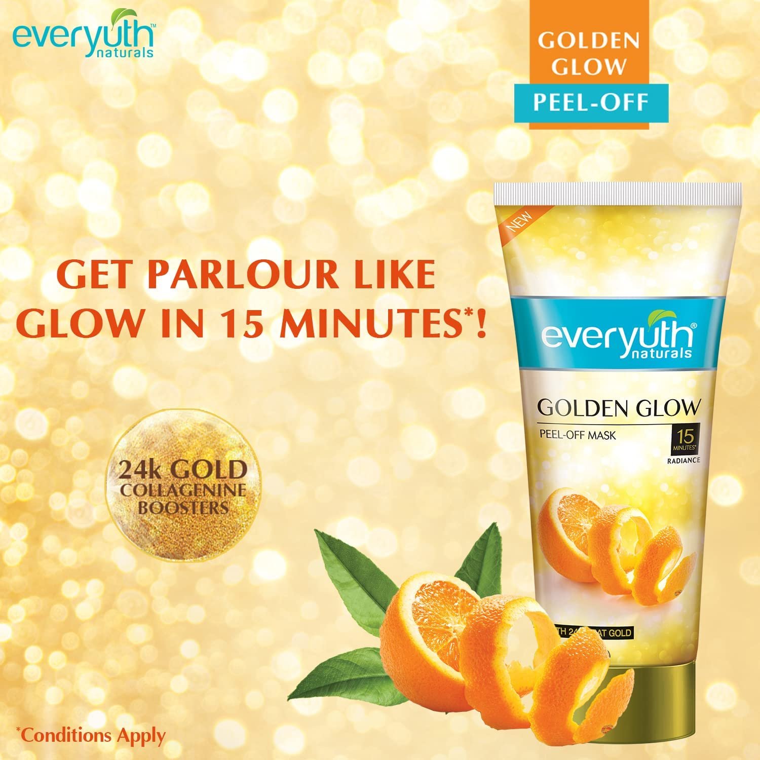 Everyuth Natural Advanced Golden Glow Peel Off Mask for Instant Glow Skin, 100 gm thumbnail