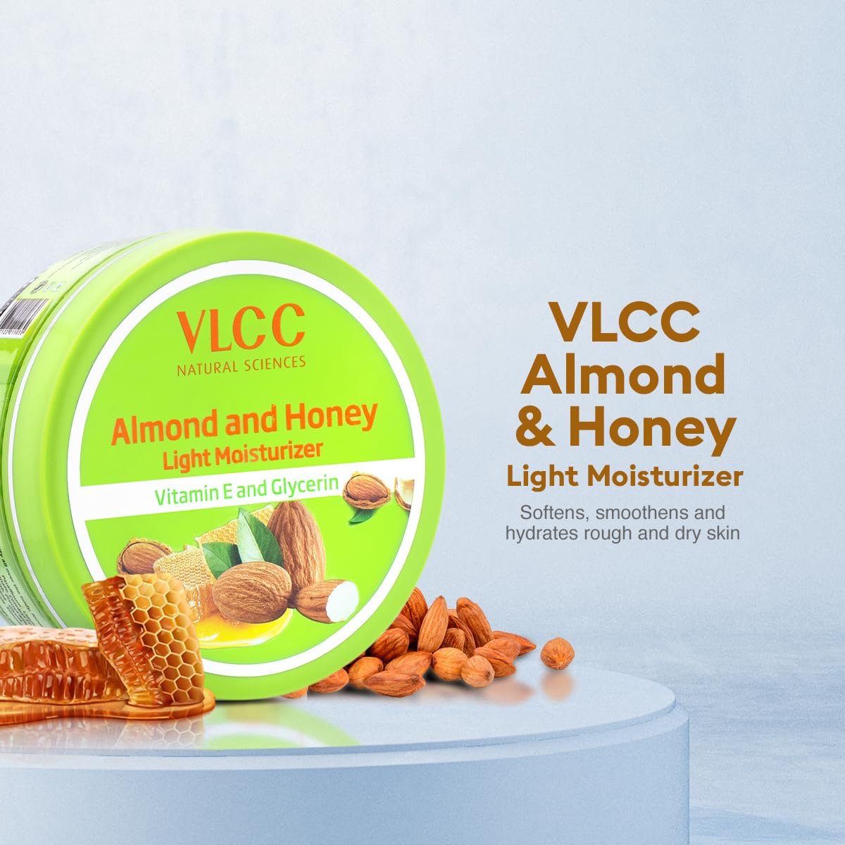 VLCC Almond and Honey Light Moisturiser Cream - 200g | With Vitamin E and Glycerin | Vitamin E Body Moisturizer | Soft and Smooth Skin | Intense, Long-lasting Hydration. thumbnail