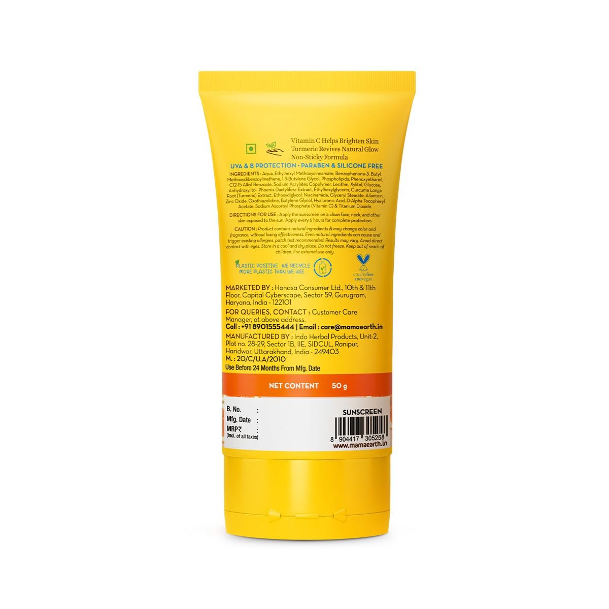 Mamaearth Vitamin C Daily Glow Sunscreen with Vitamin C & Turmeric 50g thumbnail