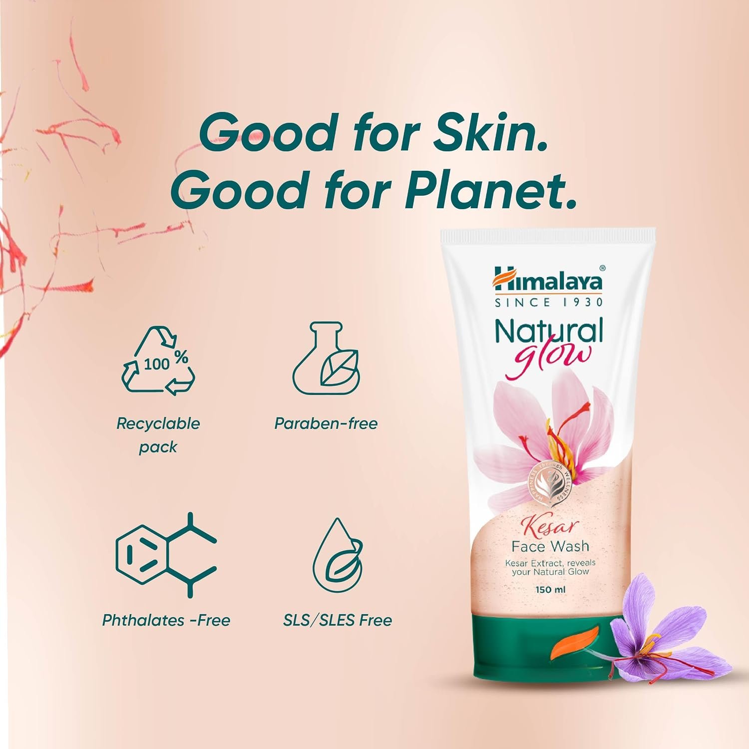 Himalaya Natural Glow Kesar Face Wash | Brightens & Nourishes for Healthy Natural Glow | with Kesar | Soothes and Refreshes Skin |  For Men & Women | 150ml thumbnail