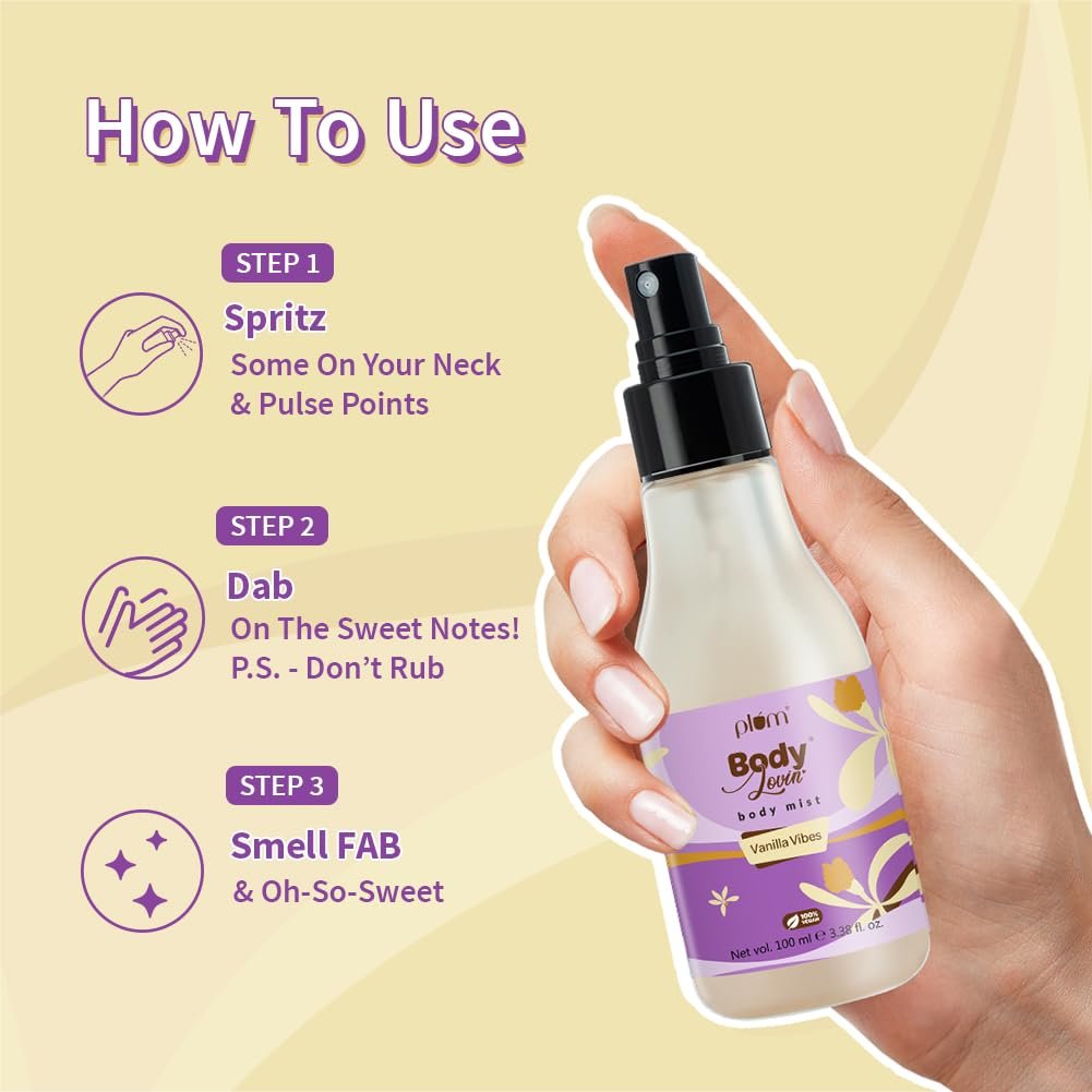 Plum Bodylovin' Vanilla Vibes Body Mist for Women | Long Lasting Vanilla Fragrance with Warm & Cozy Vanila Scent |Body Spray - 100ml thumbnail