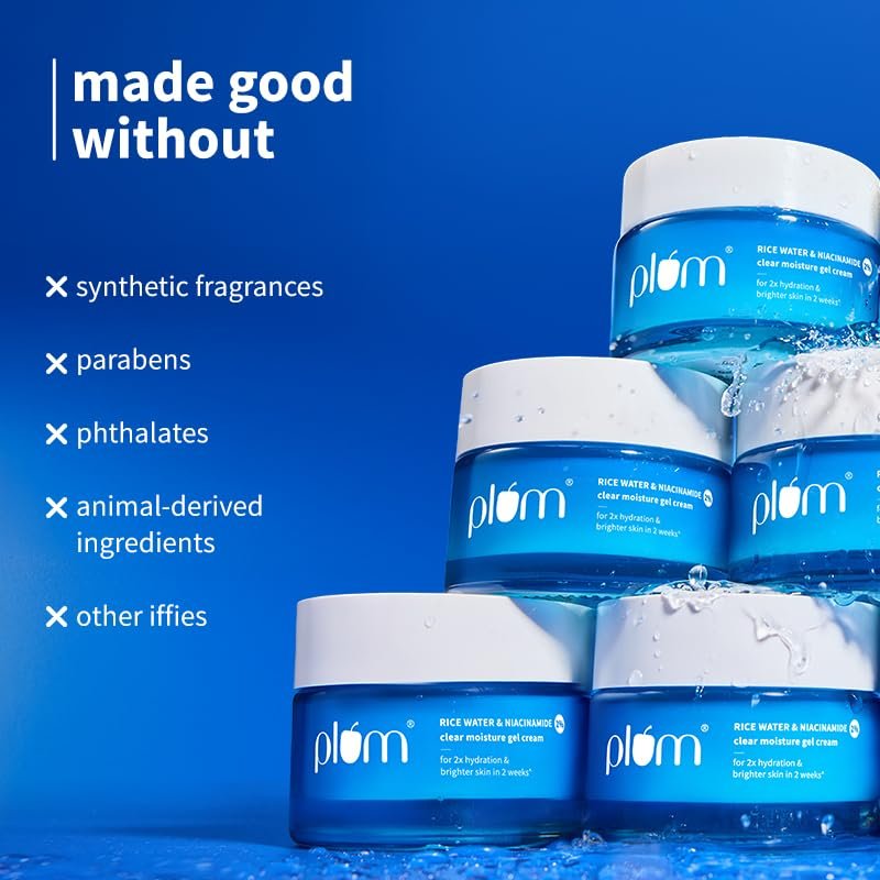Plum 2% Niacinamide & Rice Water Superlight Gel Cream Moisturizer for Face | Oil-Free Hydration  | All Skin Types | Women & Men | 100% Vegan | 50 g thumbnail