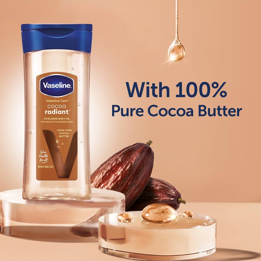 Vaseline Intensive Care Cocoa Radiant Body Oil | With Cocoa Butter | Non-Greasy Formula for Dry Skin | 200 ML thumbnail