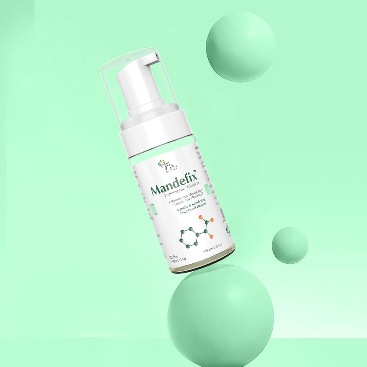 Fixderma Mandefix Foaming Cleanser with 2% Salicylic Acid | Nondrying Cleanser, Exfoliator, Reduces Skin Ageing | Salicylic Acid Face Wash for Sensitive and Acne Prone Skin - 100ml thumbnail