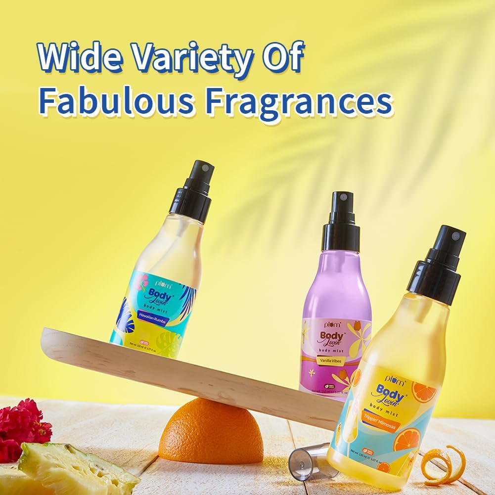 Plum BodyLovin' Trippin' Mimosas Body Mist | Long Lasting Citrus Fragrance For Women & Men With Grapefruit, Red Berries & Musk |Body Spray 150 ml thumbnail