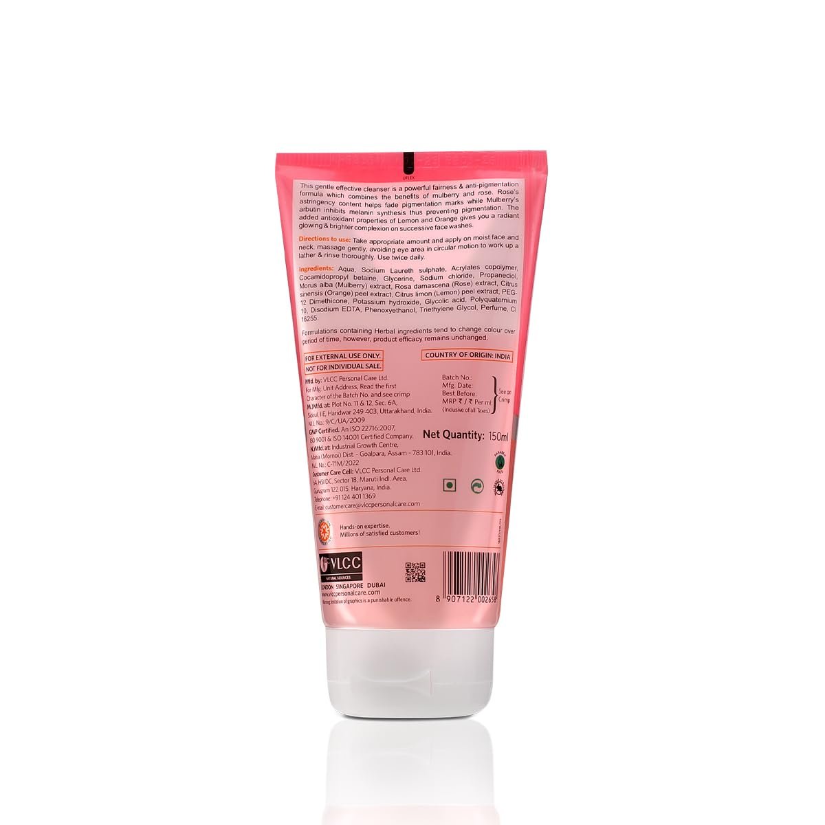 VLCC Mulberry & Rose Face Wash for Radiant Glow, Enriched with Rose, Mulberry, Orange & Lemon Peel Extracts for Fresh & Clear Skin, 150ml Each (Pack of 2) thumbnail