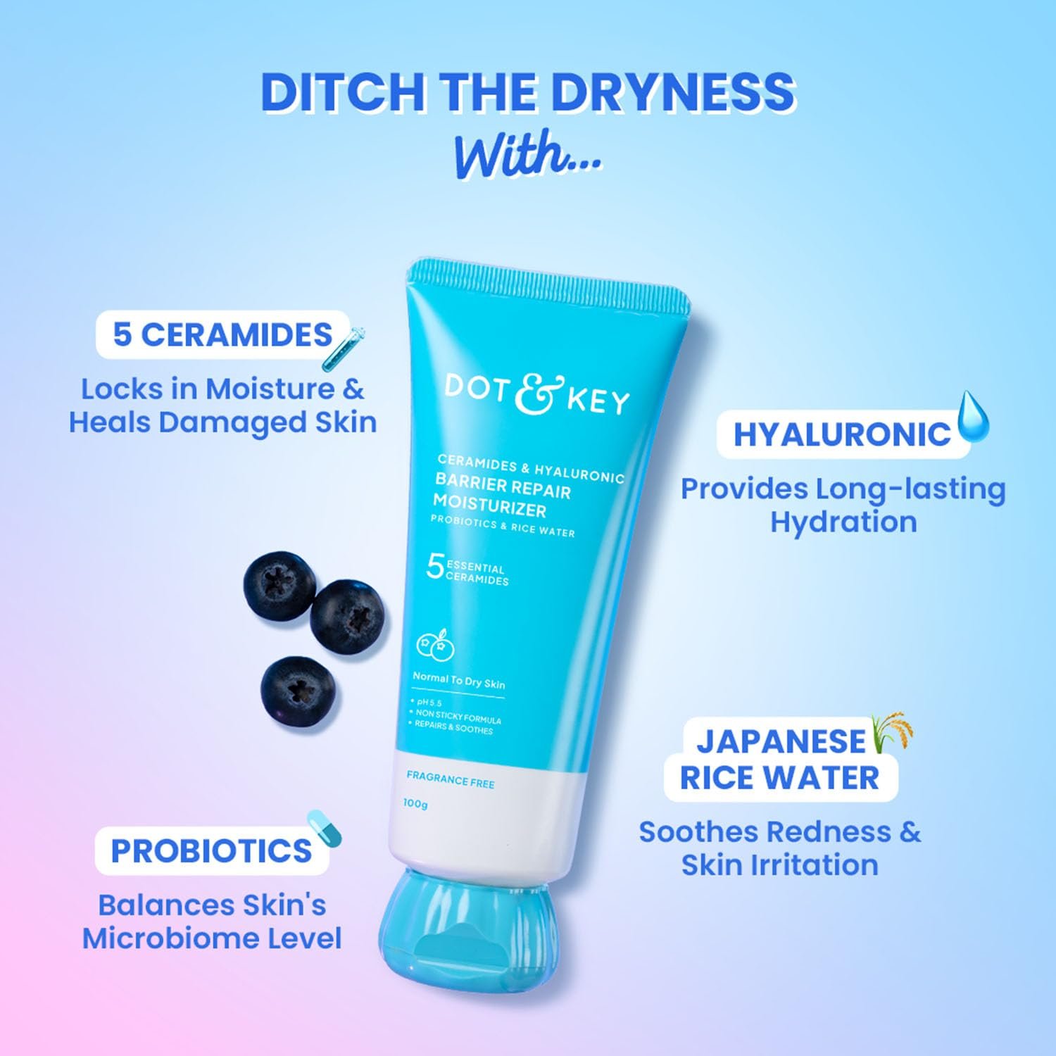 Dot & Key Barrier Repair Moisturizer For Normal, Dry, Combination & Sensitive Skin | 120 Hrs Moisturization, With 5 Ceramides & Hyaluronic 175g thumbnail