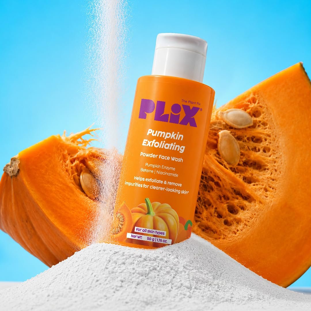 PLIX The Plant Fix Pumpkin Powder Cleanser | Gentle Exfoliating Face Cleanser for Brighter, Smoother & Fresh-Looking Skin | Helps Remove Dead Skin & Impurities | Daily Skincare thumbnail