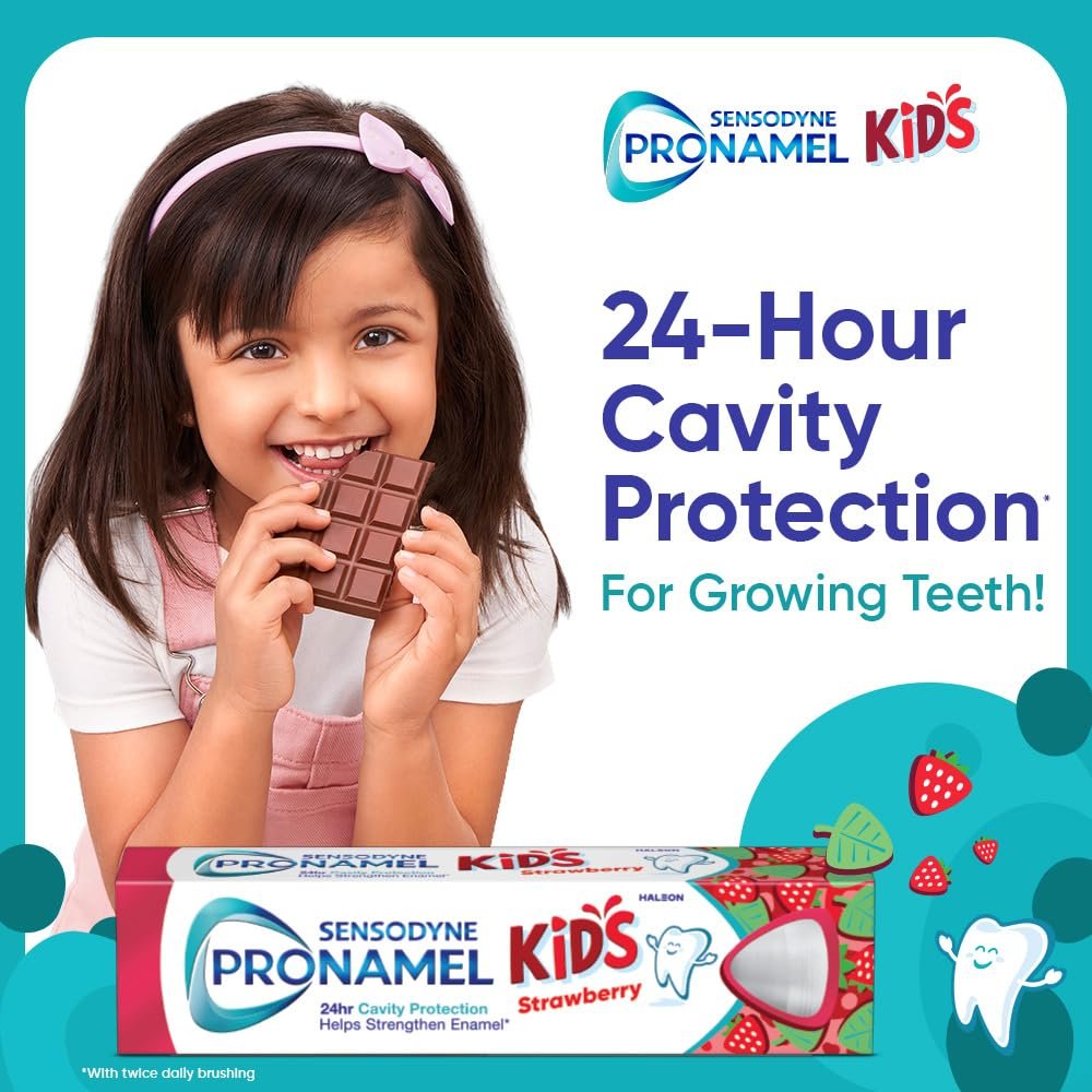 Sensodyne Pronamel Kids Toothpaste for 2+ yrs | 24Hr Cavity Protection | Strawberry Flavour | IDA Approved | Kids Paste | SLS-Free, Sugar & Paraben-Free | Non-Toxic | 100% Natural Flavour – thumbnail