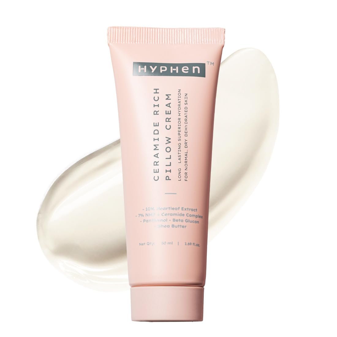 Hyphen 10% Heartleaf Extract & 7% Ceramides-NMF Face Cream Moisturizer | Rich Pillow Cream For Hydration, Deep Nourishment & Barrier Repair | - 50ml