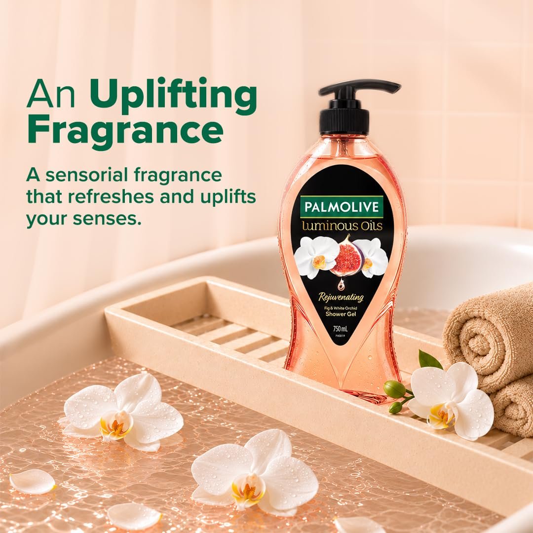 Palmolive Luminous Oil Rejuvenating Body Wash,750ml Pump Bottle, 100% Natural Fig Oil & White Orchid Extracts For Soft & Radiant Skin, PH Balanced Bodywash, Free Of Parabens And Silicones thumbnail