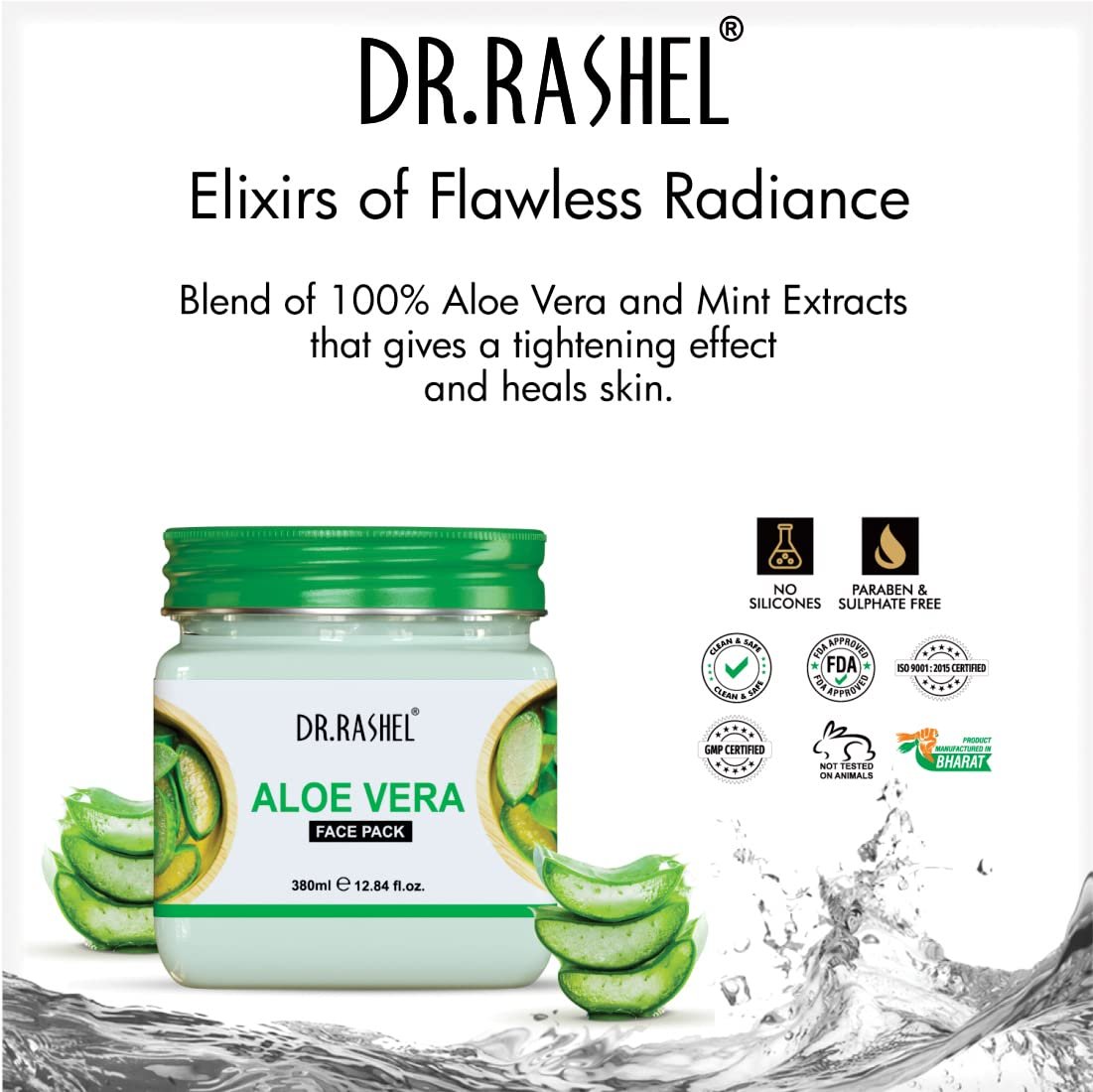 DR.RASHEL Aloe Vera Face Pack for Glowing Skin, Oil Control, Acne, Pimples, Detan, Blemishes, Pigmentation & Brightening, Face Cleansing for Face & Body (380 Ml) thumbnail