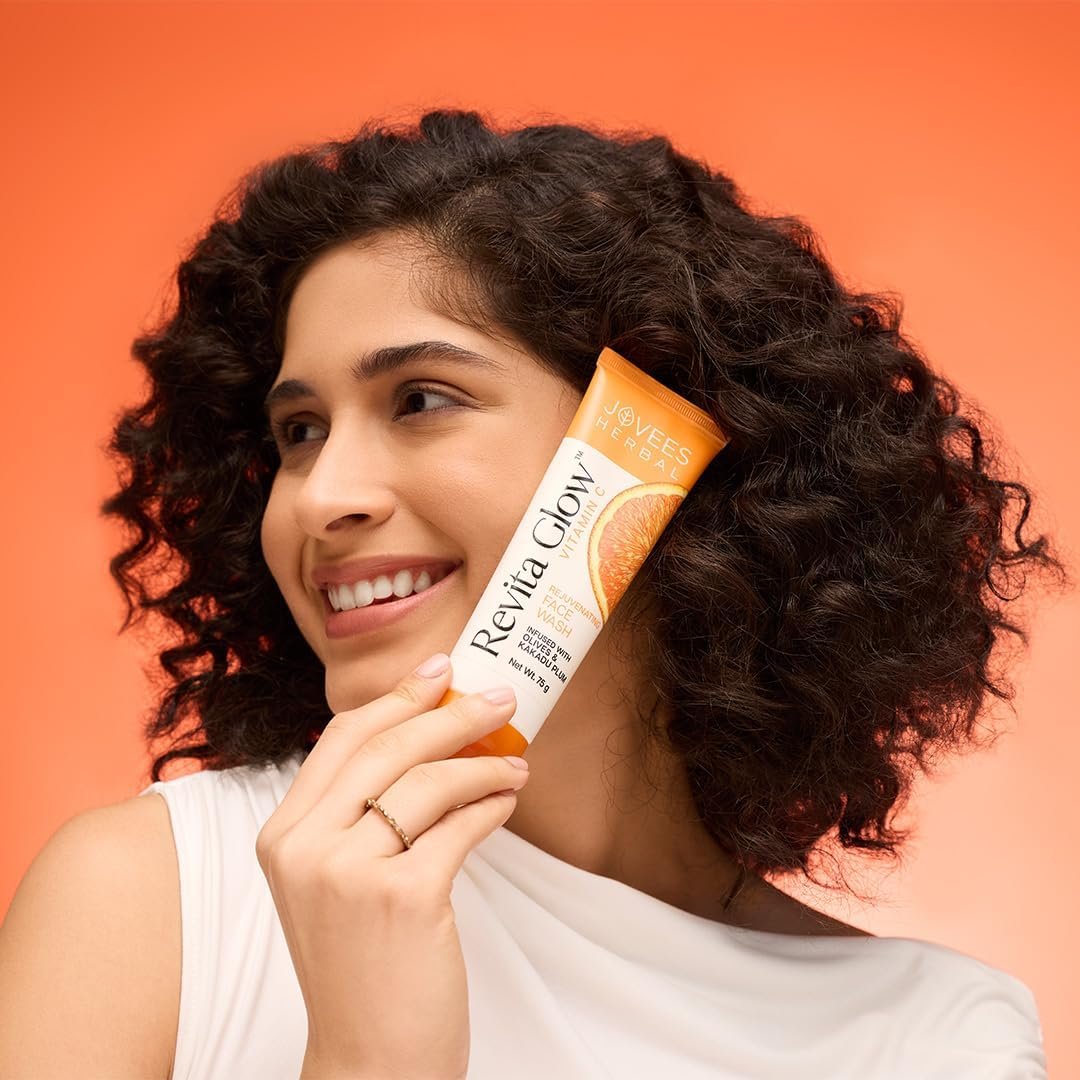 Jovees Herbal Revita Glow Vitamin C Face Wash For Glowing And Brightening Skin | Gentle Skin Hydrating & Rejuvenating Face Wash Cleanser with Kakadu Plum and Olives | For All Skin Types- 75g thumbnail