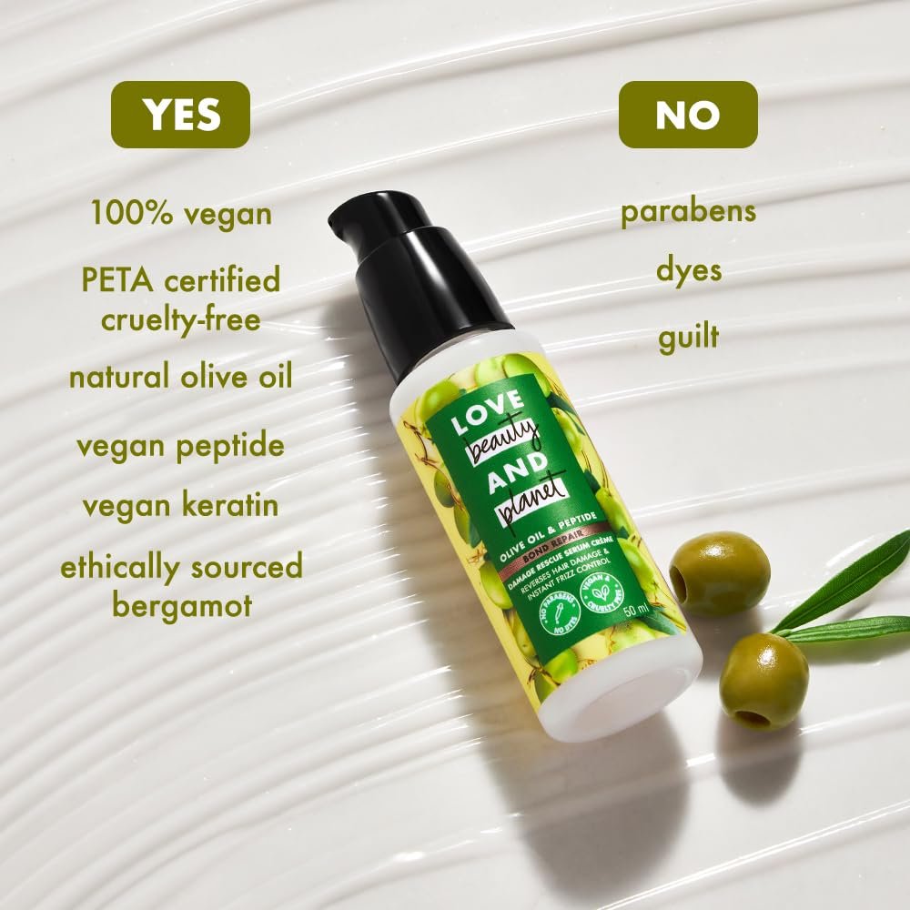 Love Beauty and Planet Olive Oil & Peptide Bond Repair Damage Rescue Serum Crème, 50ml | Reverses Hair & Instant Frizz Control thumbnail