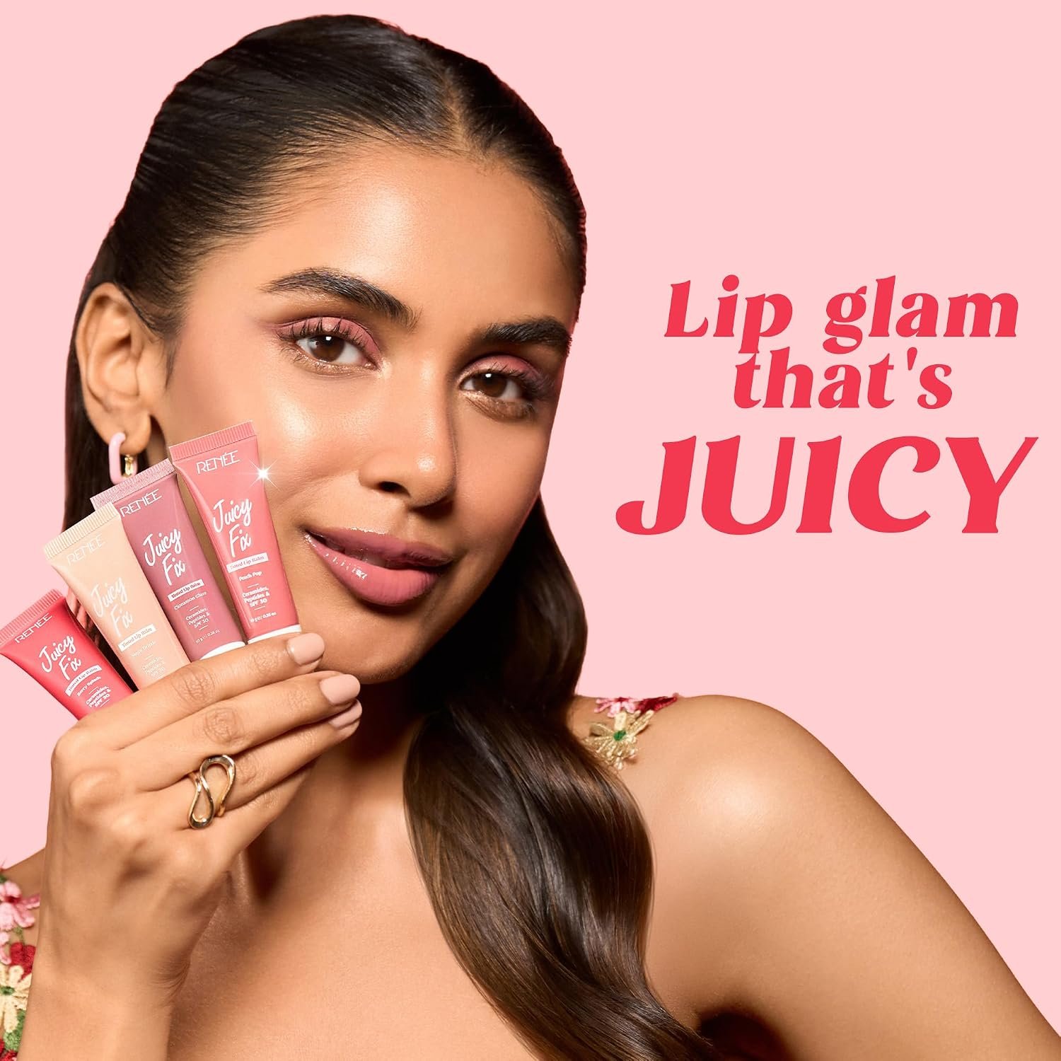 RENEE Juicy Fix Tinted Lip Balm- Cinnamon Glaze | Shiny, Glossy Finish | Protects Lips With SPF 30 | Repairs & Nourishes Dry, Flaky Lips | With Peptides, Ceramides & Hyaluronic Acid | 10 g thumbnail