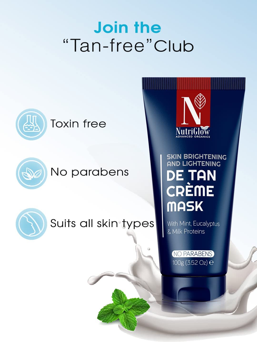 NutriGlow Advanced Organics De Tan Cream Mask Skin Lightning, 100 g thumbnail