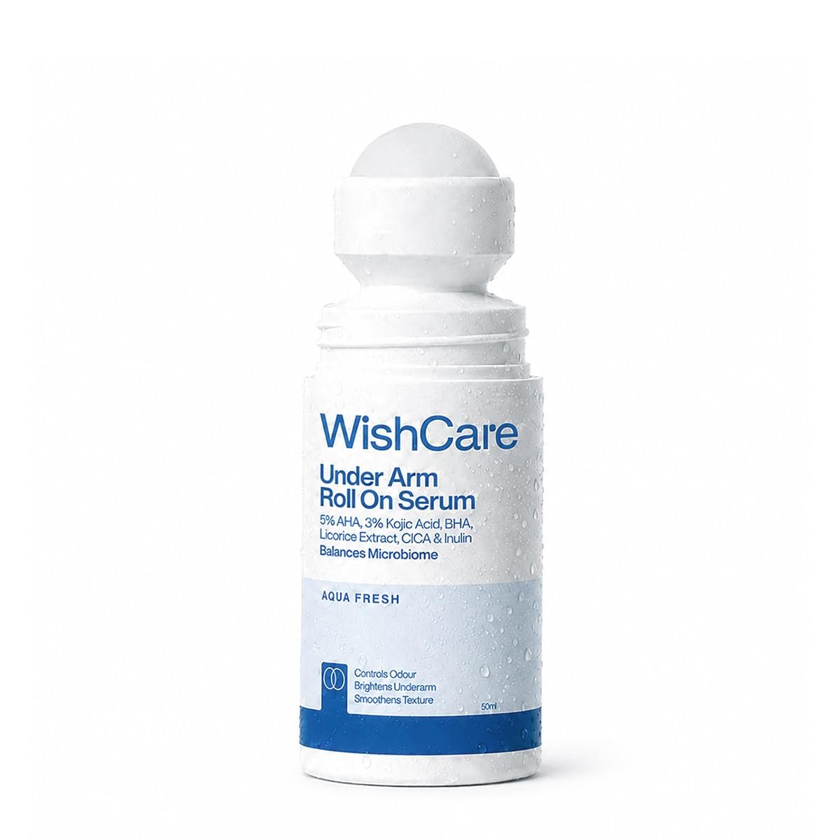 WishCare Underarm Roll On For Women & Men | Reduces Pigmentation, Brightens Skin & Prevents Body Odour | With AHA, Kojic Acid & Hyaluronic Acid | Long Lasting Aqua Fragrance | 50ml