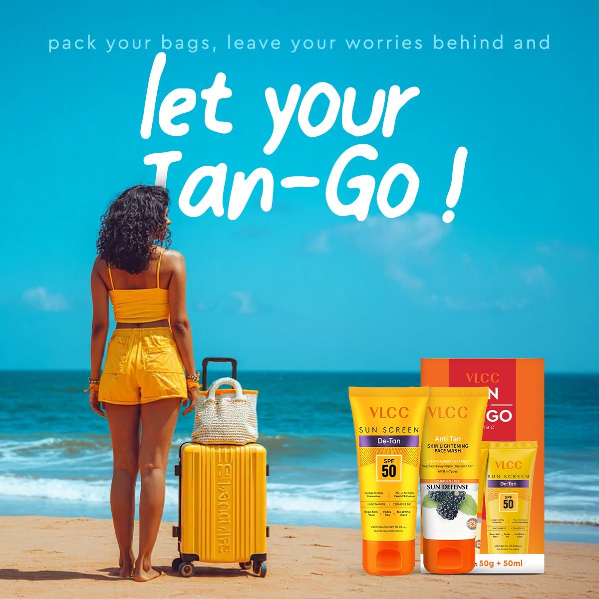 VLCC Tan-to-Tango Combo – Anti-Tan Skin Lightening Face Wash 50 g + De-Tan SPF 50 PA+++ Sunscreen Gel Crème 50 ml | Fades Tan, Even Skin Tone thumbnail