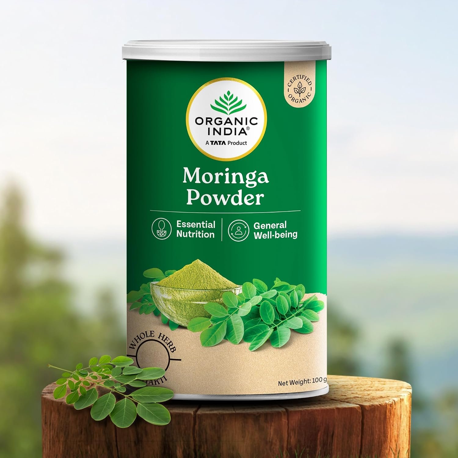 A TATA Product - Organic India Moringa Powder - 100g, Essential Nutrition Superfood, Helps Naturally Boost Energy Levels, Improves Stamina & Vitality, Rich In Vitamins & Minerals thumbnail