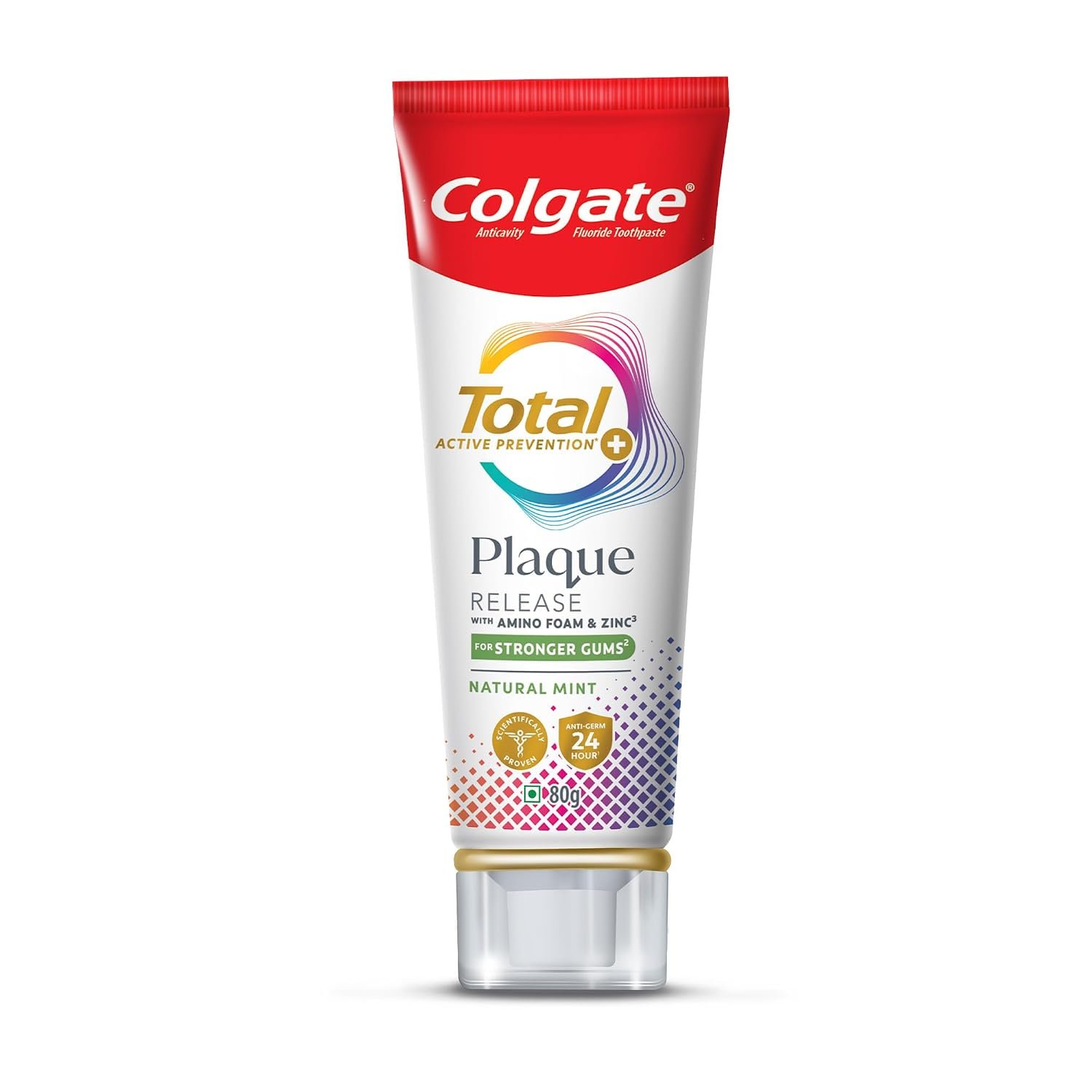 Colgate Total Plaque Release Toothpaste, 3X More Effective at Fighting Plaque, Reduces Gum Problems, Antibacterial and Enamel Protection Tooth Paste, Fresh Breath, 80g thumbnail