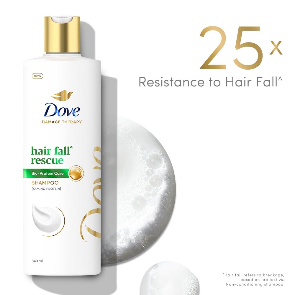 Dove Hair Fall Rescue Shampoo 340 ml|| For Damaged Hair|| Hair Fall Control for Thicker Hair - Mild Daily Anti Hair Fall Shampoo for Men & Women thumbnail