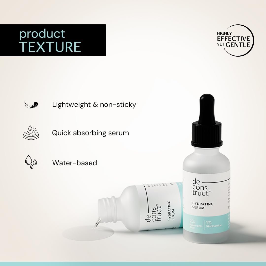 Deconstruct Hydrating Face Serum - 2% Hyaluronic Acid + 1% Niacinamide | Provides Intense Hydration | Face Serum For Oil-Free Moisturisation, Plump & Soft Skin | Beginner Friendly | 30ml thumbnail