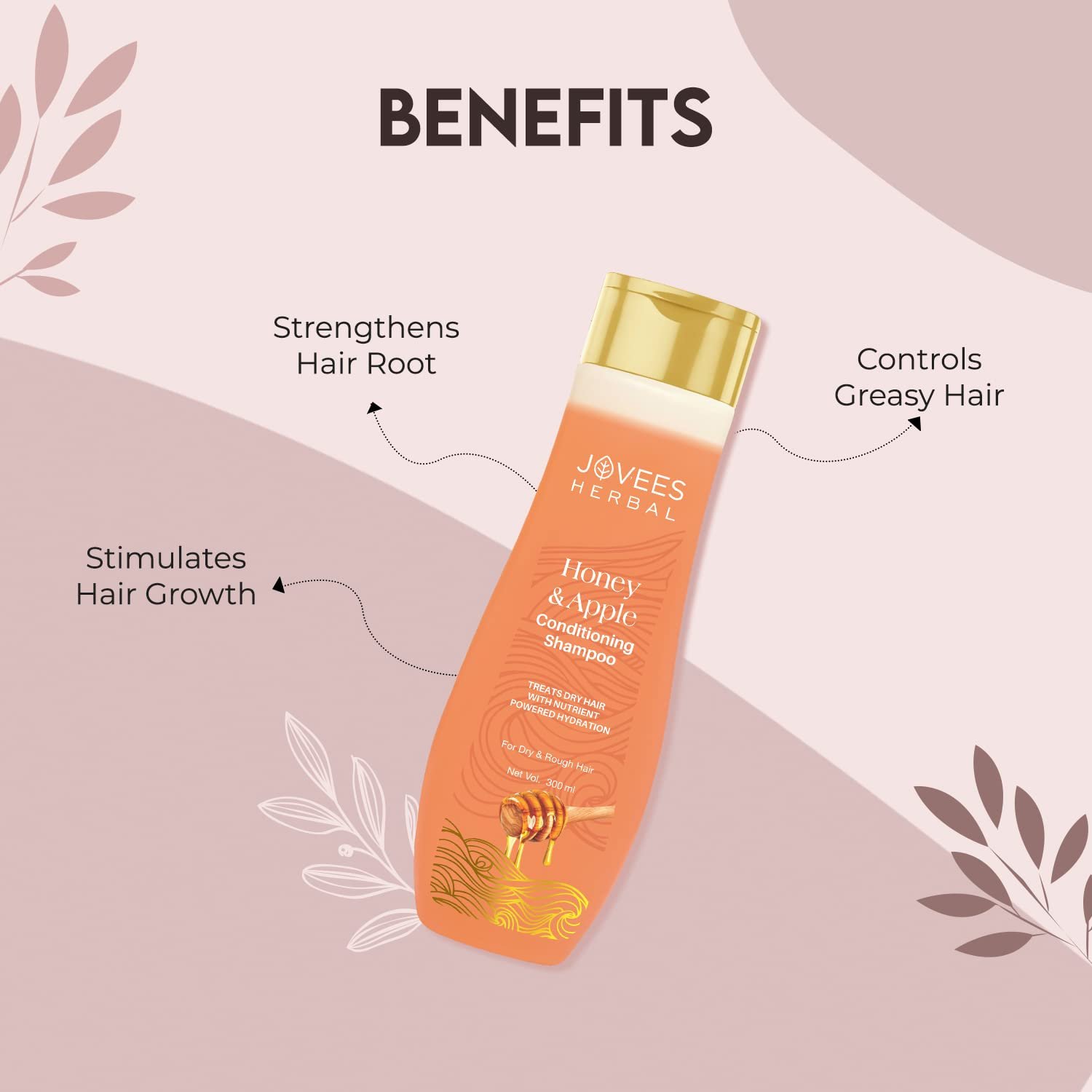 Jovees Herbal Honey & Apple Conditioning Shampoo | With Peach And Aloe Vera Extracts | For Dry And Rough Hair | 150 ml thumbnail