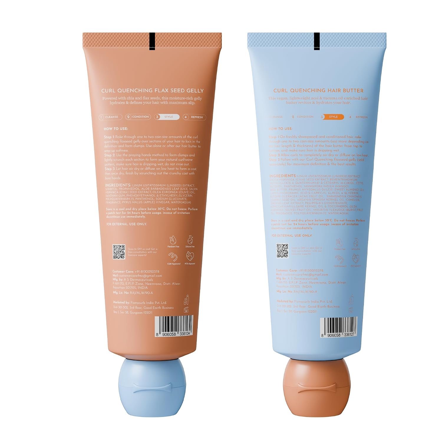 Fix My Curls Curl Quenching Moisture Styling Duo | For Curly, Wavy, Dry, Frizzy Hair| Curl Activator with Chia & Aloe Vera | Silicone Free| 200gm each thumbnail