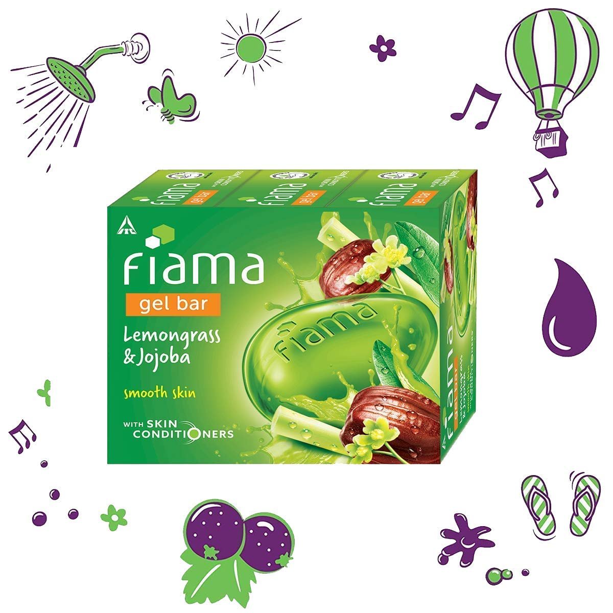 Fiama Gel Bar Lemongrass & Jojoba 375g (125g, Pack of 3) | Smooth Skin | Gent| Gentle Exfoliation |Moisture Lock with 30% Smoothing Body Serum | Bathing Soap for Men & Women | All Skin Types thumbnail