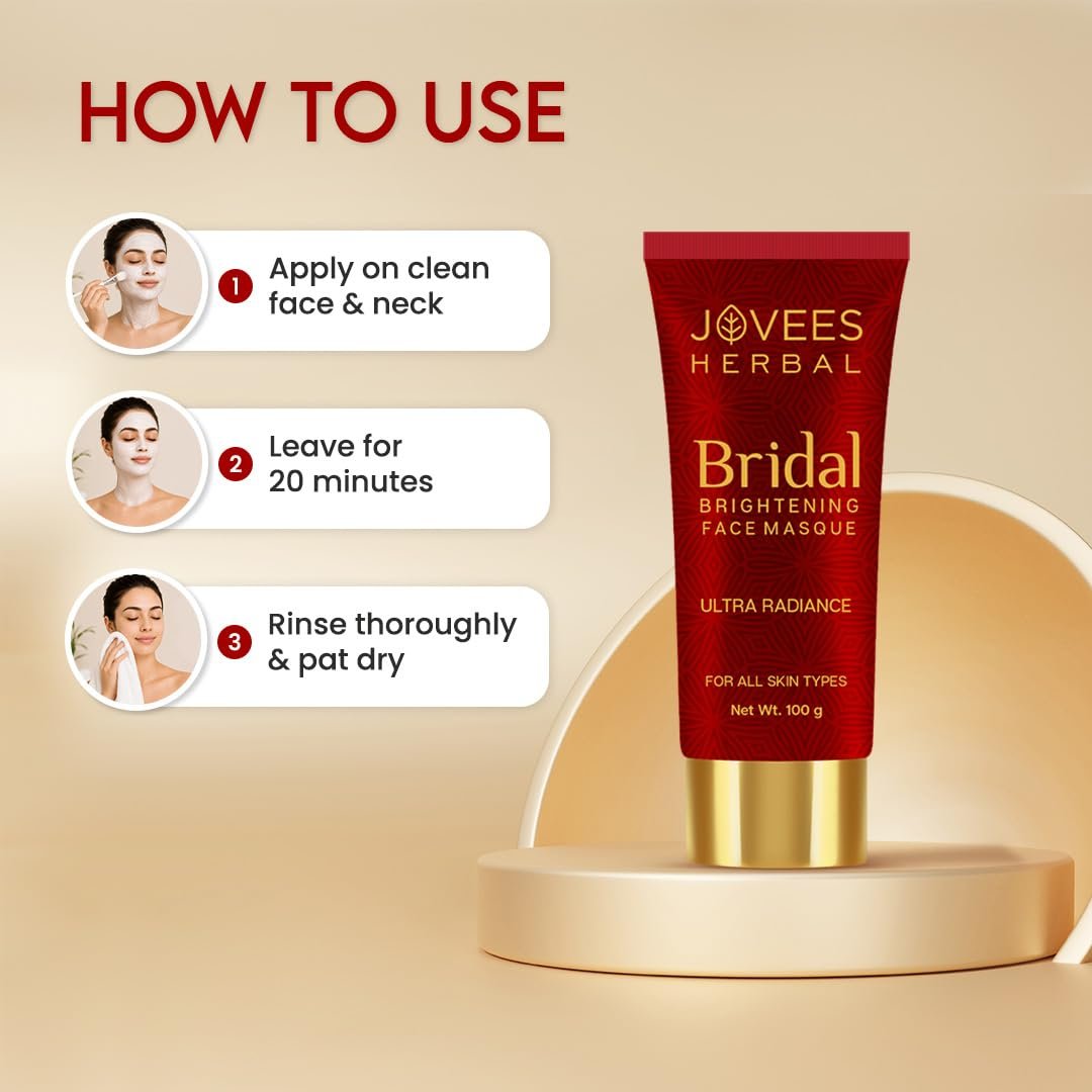 Jovees Herbal Bridal Brightening Face Masque Pack | Ultra Radiance | With Orange Peel And Turmeric Extract | For All Skin Types | 100GM thumbnail