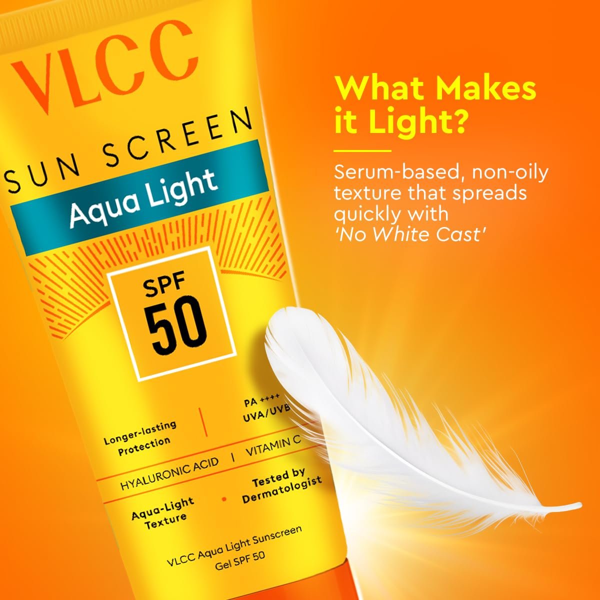 VLCC Aqua Light Sunscreen Gel SPF 50 PA++++ | Fast-Absorbing, Non-Greasy, No White Cast | Broad Spectrum UV Protection | Hyaluronic Acid & Vitamin C | 30g thumbnail