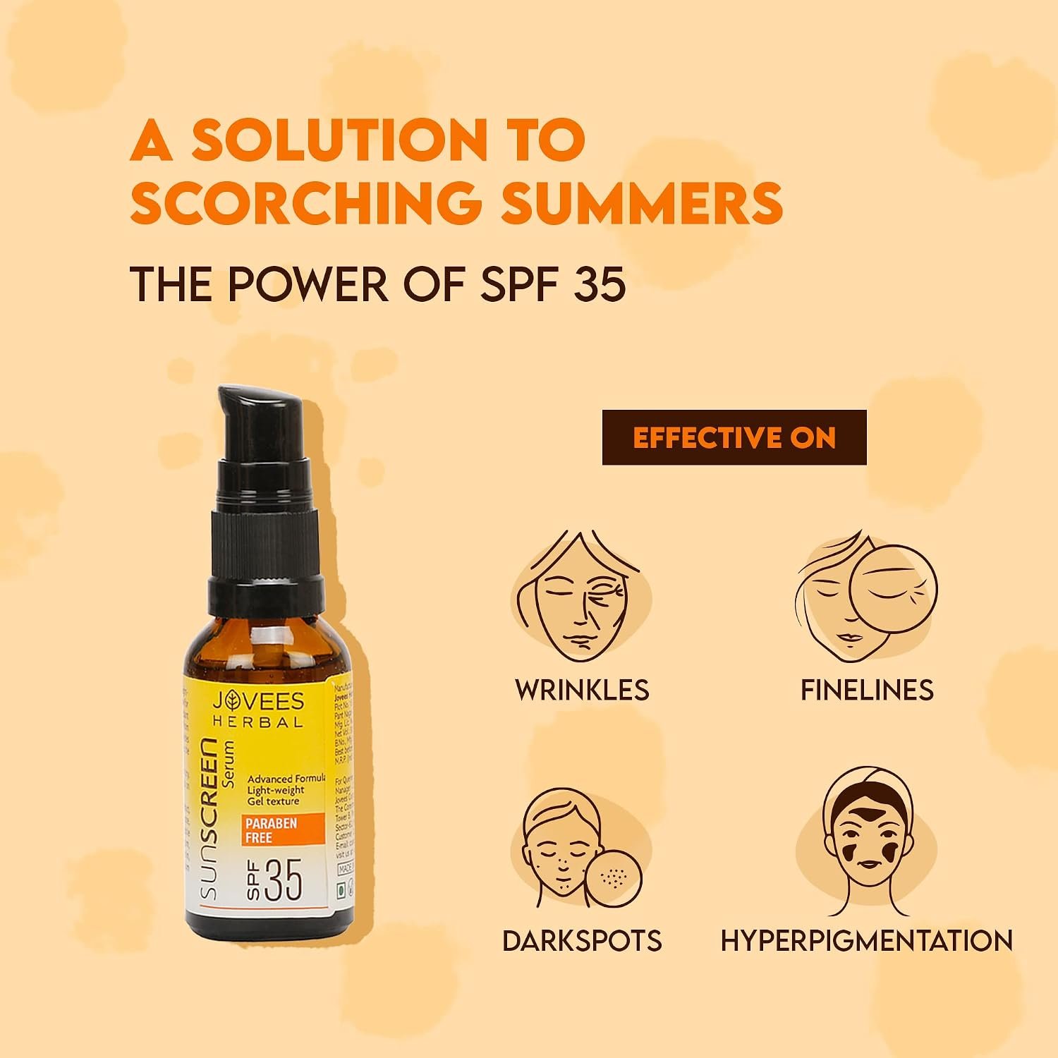 Jovees Herbal Sunscreen Face Serum SPF 35 with Aloe Vera, Carrot and Sunflower Extract, Advanced Light Weight Gel Based Formula For Sun Protection | Sunscreen For Men/Women -30ml thumbnail
