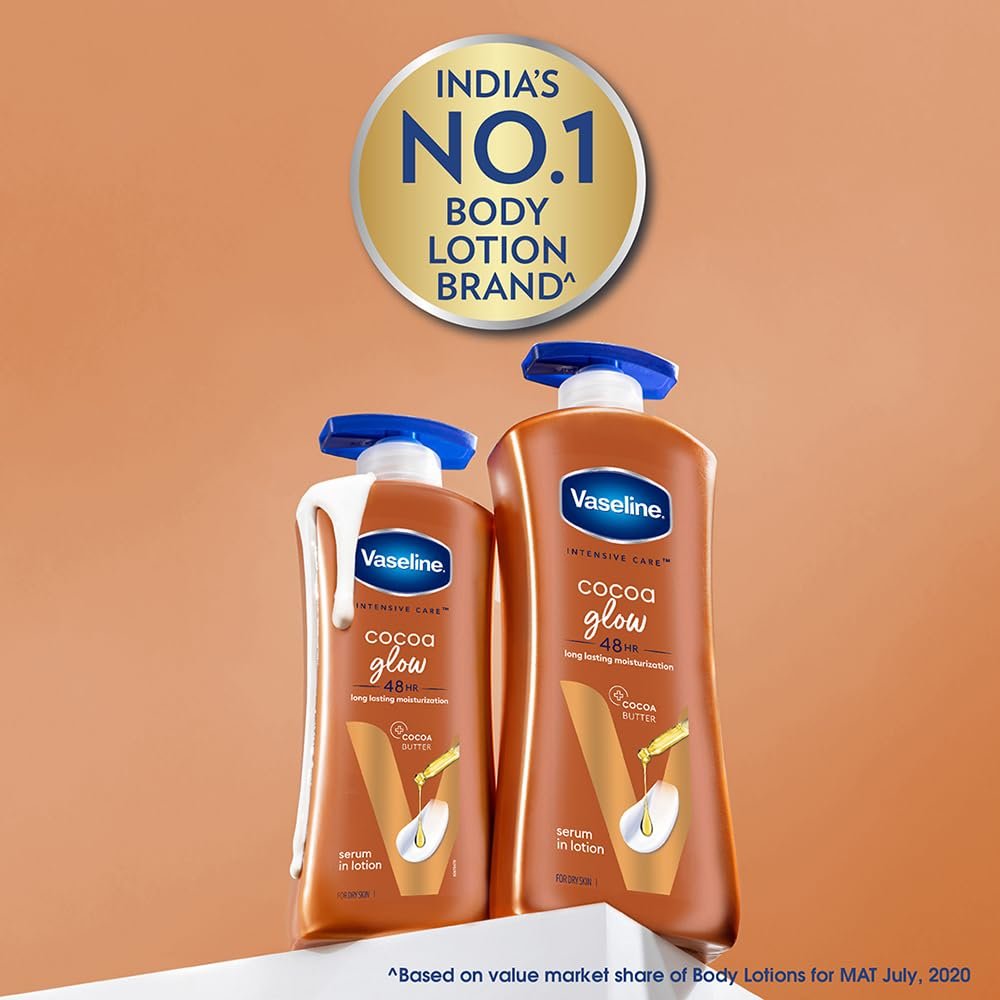 Vaseline Cocoa Glow Serum In Lotion, 600 ml | 100% Pure Cocoa & Shea Butter for Glowing & Soft Skin thumbnail
