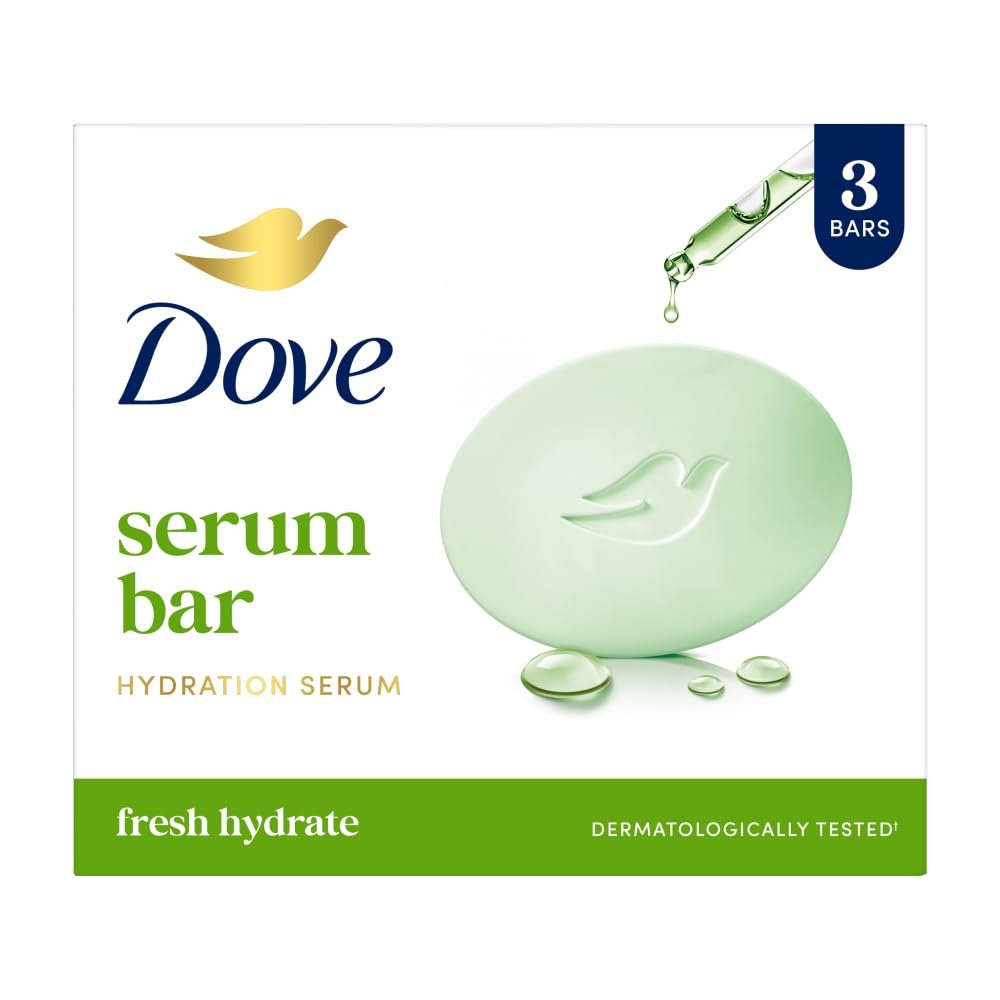 Dove Serum Bar with Hydration Serum | Fresh Hydrate Beauty Bar for Gentle Cleansing & Moisturized Skin | 125g x 3 (375g)