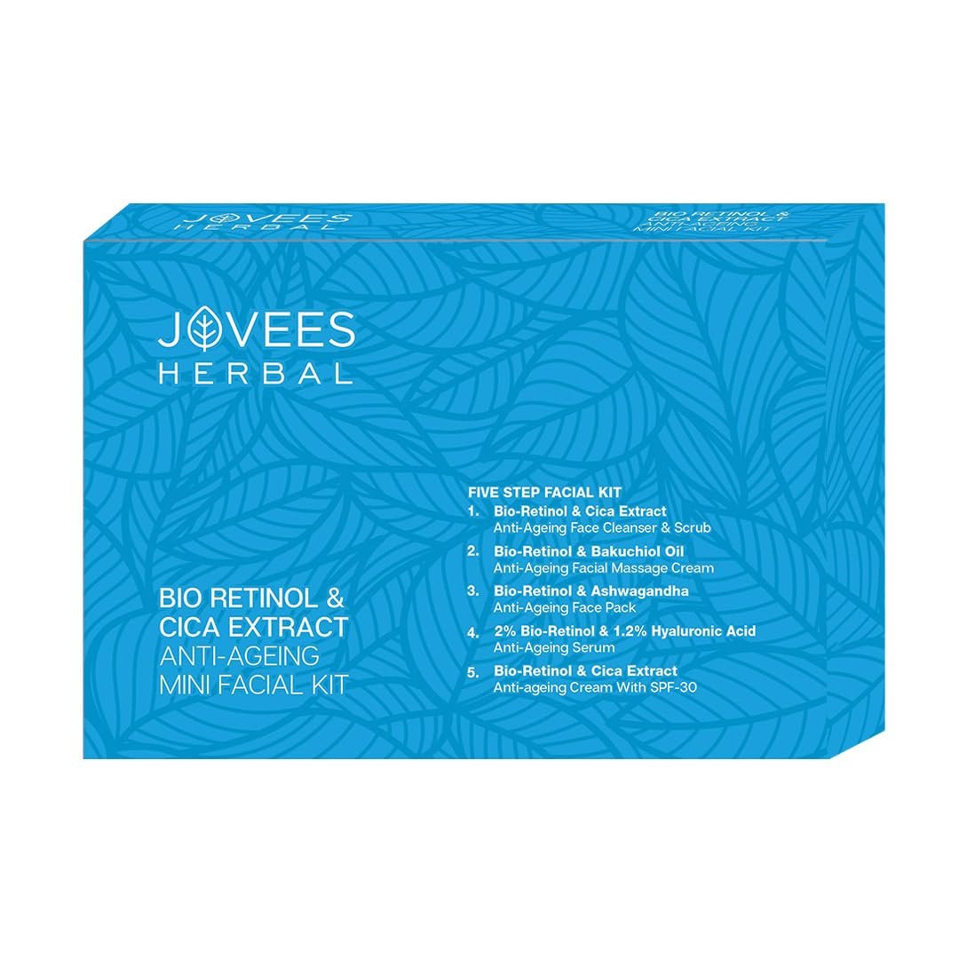 Jovees Herbal Bio-Retinol & Cica Ext. Facial Kit For Anti- Ageing | nti Ageing Mini Facial Kit For Ageing, Wrinkles, Fine Lines & Dark Spots With Bakuchiol Oil with 5 Easy Steps | Mini thumbnail