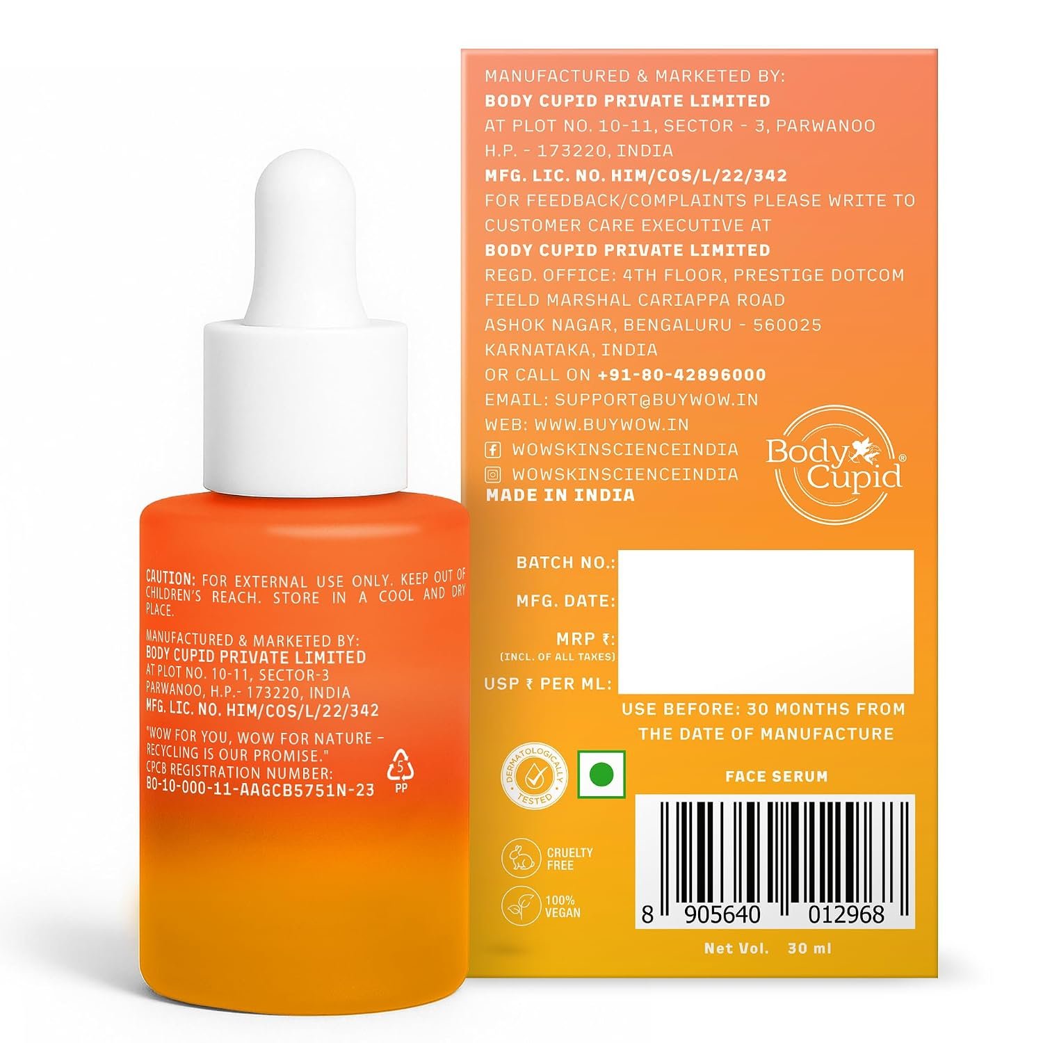 WOW Skin Science 20% Vitamin C Advanced Face Serum | Ethyl Ascorbic Acid + Ferulic Acid + Orange Oil | Brightening, Dark Spot Reduction & Even Skin Tone | 30ml thumbnail